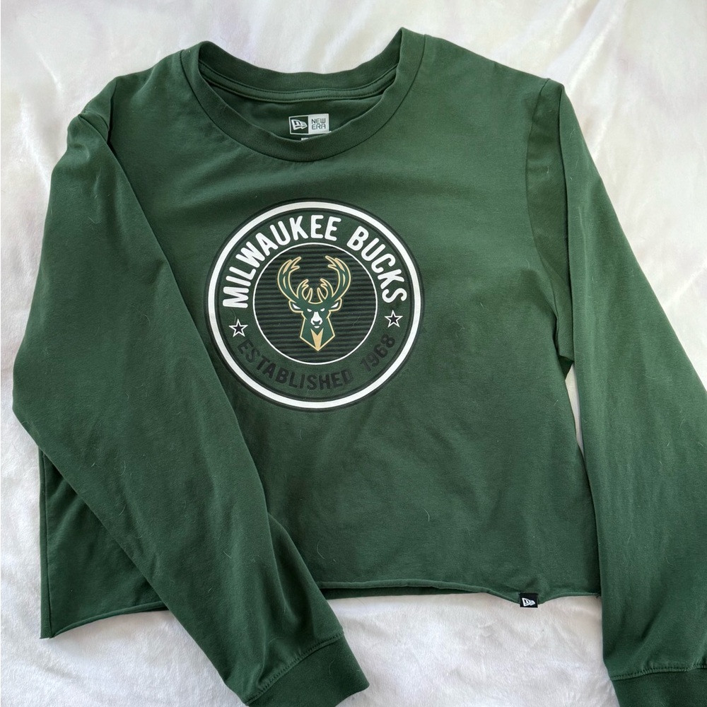 New Era Green Crop Top with Bold Logo